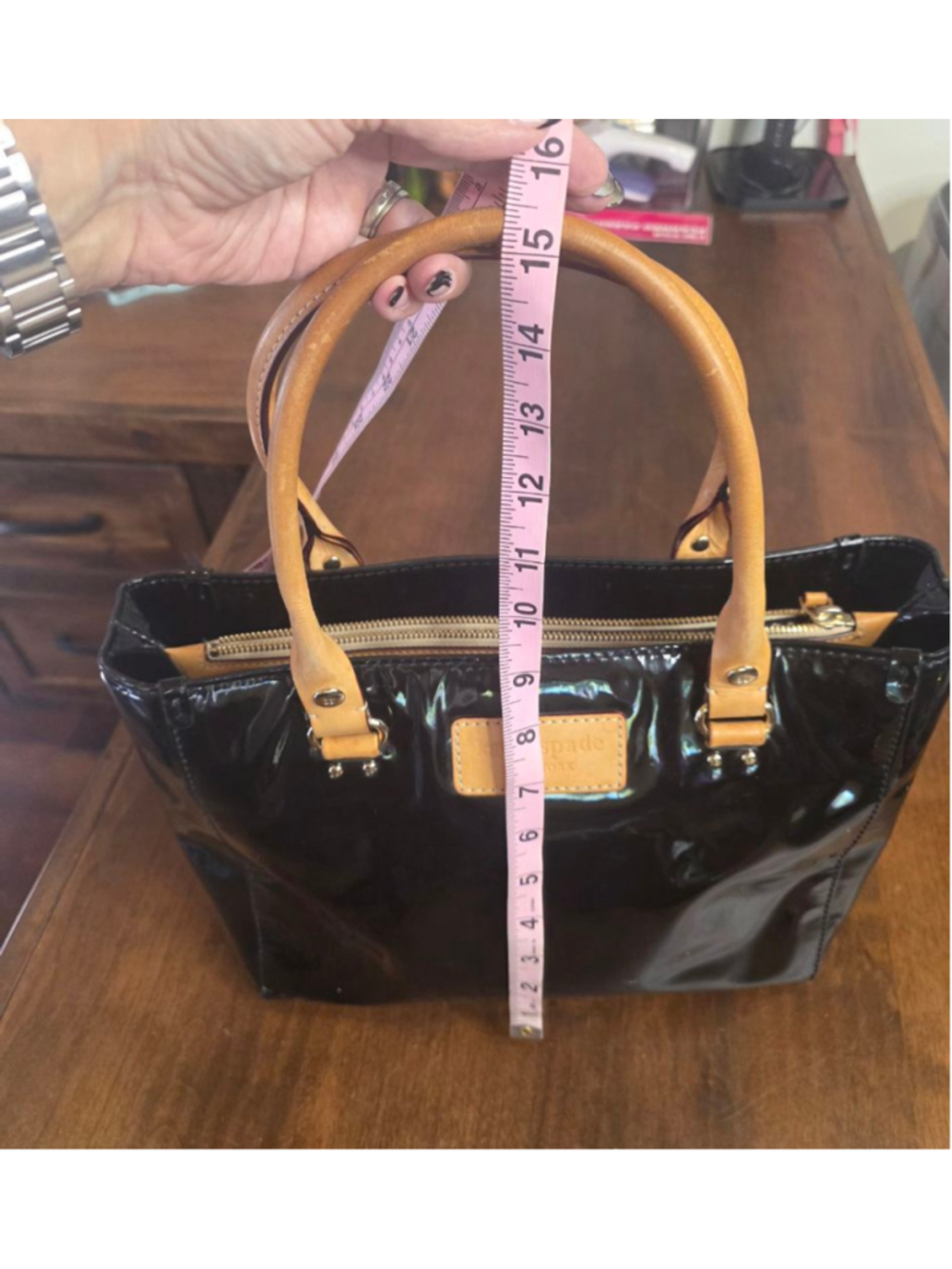 Women's Kate Spade Black Patent Leather Tote Bag & Wallet Set, One Size - Picture 6 of 16